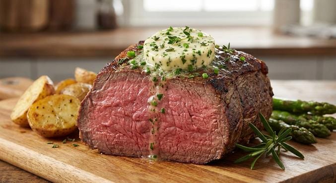 Roastbeef z zeliščnim maslom