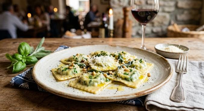 Ravioli s špinačo in ricotto
