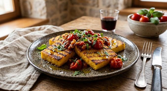Popečena polenta s paradižnikom